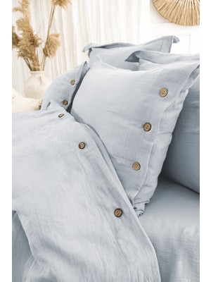 Şaheser Home Collection Vetro Müslin Nevresim Takımı, Düğmeli Tasarımlı, %100 Pamuk Müslin Kumaş, 6 Parça Yatak Odası Seti