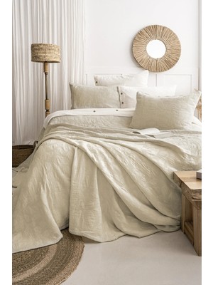 Şaheser Home Collection Bambi Jakarlı Yatak Örtüsü Seti, Yaprak Desenli, %100 Pamuk Jakarlı Kumaş, 3 Parça Yatak odası seti