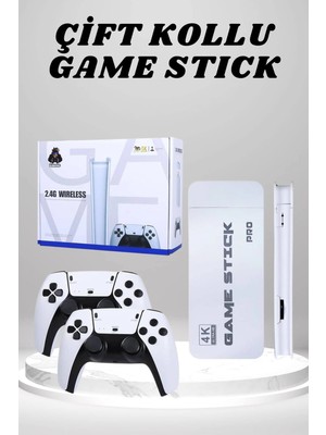 Astraltech 4K Hd Görüntü Kaliteli Retro Game Stick 20000 Oyunlu Çift Kollu Beyaz Game Stick