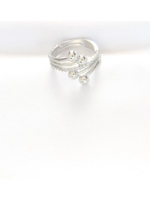 Ne Verelim Size Topçuk Model Zirkon Taşlı Silver Renk Ayarlanabilir Yüzük - TJ-BYK3137