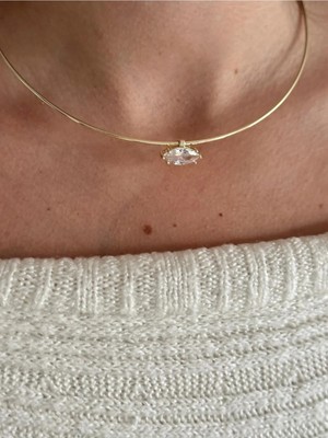 Çelik Zirkon Damla Taş Choker