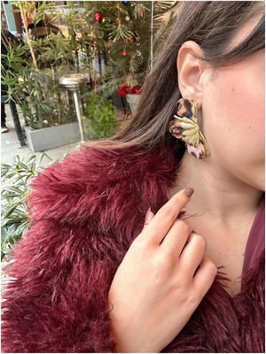 Kadın Çelik Tasarım Leopar Küpe