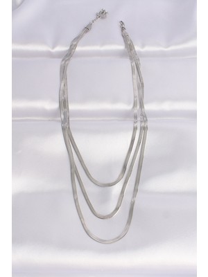 Ne Verelim Size 316L Çelik Italyan Zincir Gümüş Renk Çoklu Kolye - TJ-BKO8698