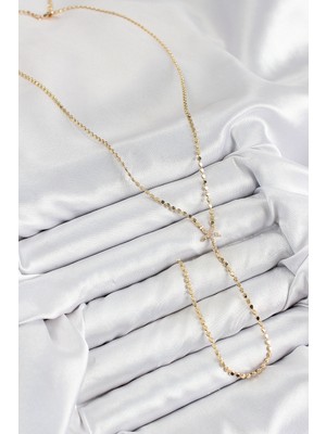 Ne Verelim Size Pirinç Zirkon Taşlı Ezme Zincirli Deniz Yıldızı Model Gold Renk Y Kolye - TJ-BKO10467