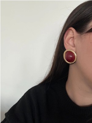 14K Çelik Üzeri Altın Kaplama Yuvarlak Küpe