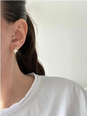 14K Çelik Üzeri Altın Kaplama Minimal cm Küpe