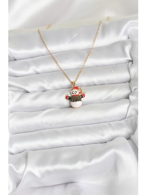 Ne Verelim Size 316L Çelik Zincir Gold Renk Kardan Adam Figürlü Yılbaşı Temalı Kadın Kolye - TJ-BKO10712