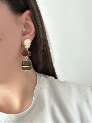 Çelik Sallantılı Yesil Salin Küpe