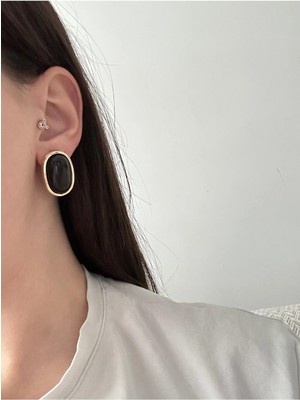 Çelik Larina Siyah Küpe