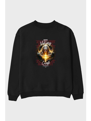 Ankhises Viking Mitolojisi Serisi 15 Ön Baskılı Oversize Sweatshirt Erkek Kadın Unisex