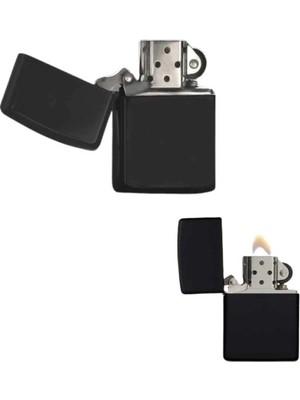 Astraltech Çakmak Parlak Siyah Zippo Benzinli Çakmak Cep Boy Doldurulabilir