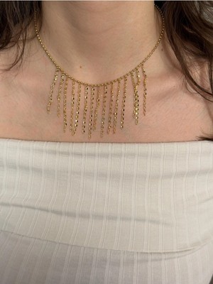 Çelik Gold Zincir Sallantılı Kolye