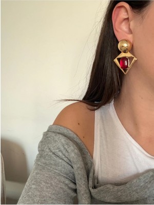 Çelik Gold Hely Bordo Küpe
