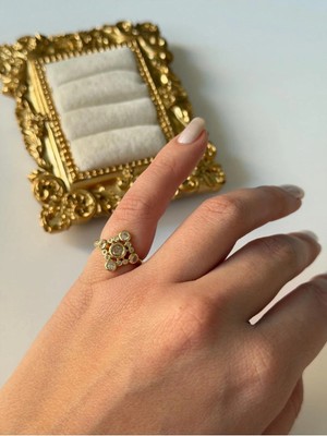 14K Çelik Üzeri Altın Kaplama (Ayarlanabilir) Serçe Parmak Yüzük