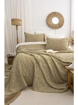 Şaheser Home Collection Bambi Jakarlı Yatak Örtüsü Seti, Yaprak Desenli, %100 Pamuk Jakarlı Kumaş, 3 Parça Yatak odası seti