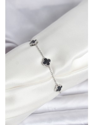 Ne Verelim Size 316L Çelik Gümüş Renk Siyah Baby Boy Yonca Bileklik - TJ-BB8084