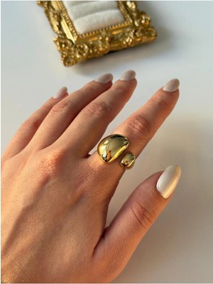 14K Çelik Üzeri Altın Kaplama Ayarlanabilir Basic Yüzük