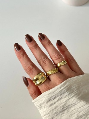 Çelik Üzeri Altın Kaplama Set Yüzük