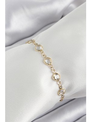 Ne Verelim Size Pirinç Gold Renk Zirkon Taşlı Kadın Bileklik - TJ-BB7045