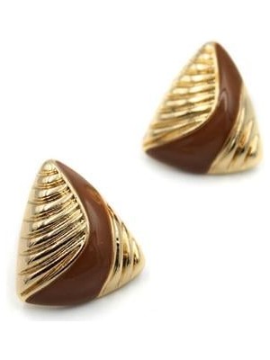 Beta Moda Hub Mineli Küpe - Kahverengi