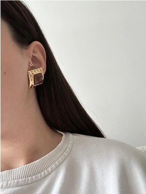 14K Çelik Üzeri Altın Kaplama Mng Akrilik Küpe