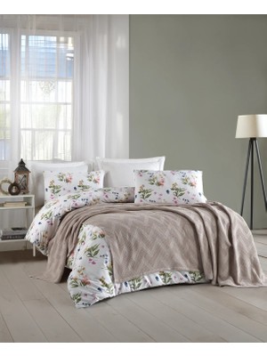 Şaheser Home Collection Zigzag Nevresimli Pike Takımı, %100 Pamuk, Geometrik Desenli Pike ve Nevresim Seti