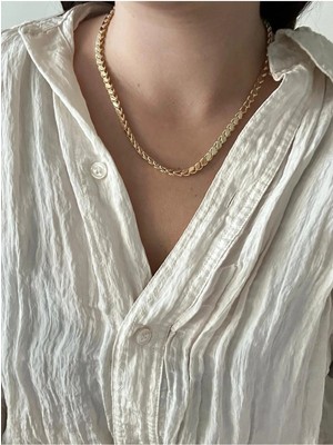 14K Çelik Üzeri Altın Kaplama Özel Seri Arpa Zincir