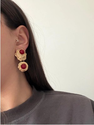 Çelik Gold Bordo Kray Küpe