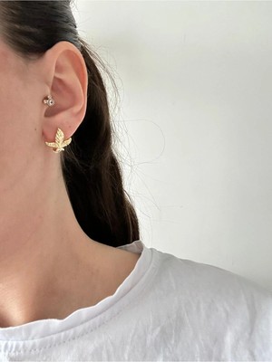 14K Çelik Üzeri Altın Kaplama Minimal cm Küpe