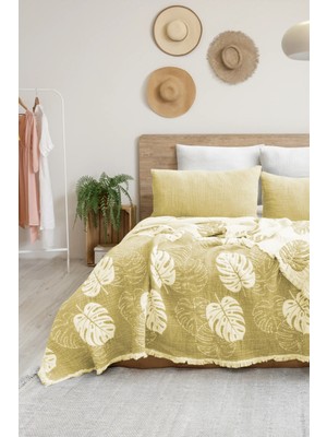 Şaheser Home Collection Forest Müslin Yatak Örtüsü Seti, 4 Katmanlı %100 Pamuk Jakarlı Dokuma, Müslin Battaniye (240X260 Cm)