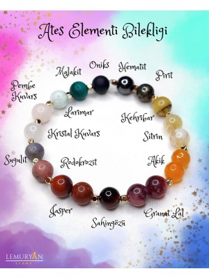 Herkimer Doğaltaş Orijinal Doğaltaş Unisex Ateş Elementi Enerji Bilekliği