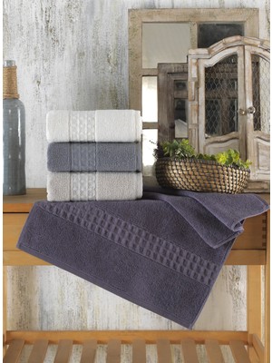 Şaheser Home Collection Aria 6’lı Havlu Seti, %100 Pamuk, Yüksek Emicilik, Kare Dokuma Bordürlü, Soft Havlu Koleksiyonu