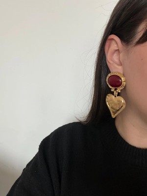 Çelik Heart Bordo Küpe