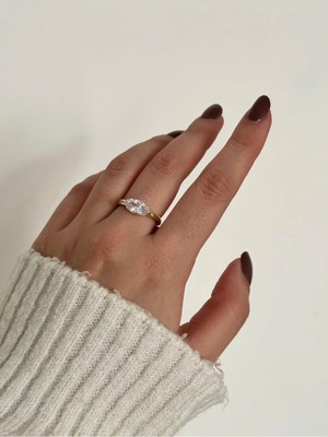 Çelik Damla Taş Yüzük Ayarlanabilir