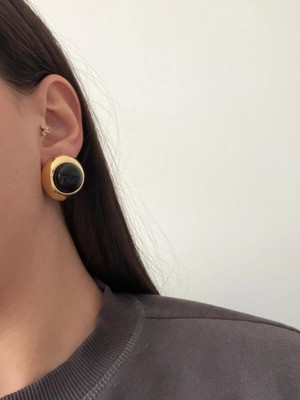 Kadın Çelik Gold Trin Siyah Küpe