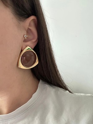 Çelik Lupa Kahve Küpe