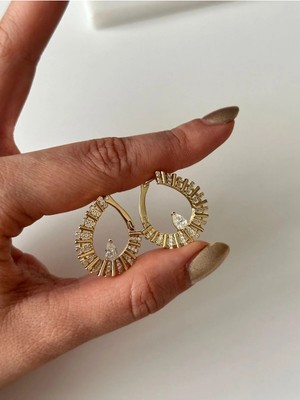 14K Çelik Üzeri Altın Kaplama Minimal cm Küpe