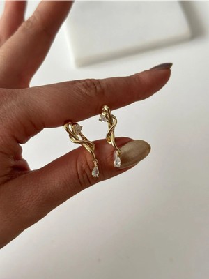 14K Çelik Üzeri Altın Kaplama Minimal cm Küpe