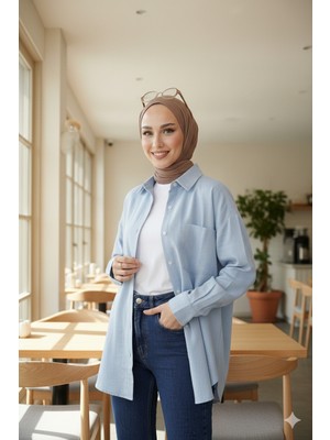 Jadewear Keten Look Owersize Gömlek