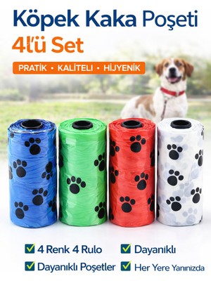 GalacticEvo Köpek Dışkı Kaka Poşeti 4’lü Set – Dayanıklı, Hijyenik ve Pratik Kullanım