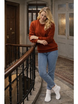 Umel Tekstil Kadın Bot Çorabı %100 Yün 2 Çift Katlamalı Yumuşak Dokulu