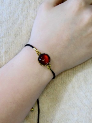 Esha Store Doğal Taş Akik Doğal Taşlı Asansörlü Ayarlanabilir Kadın Bileklik EUB10A