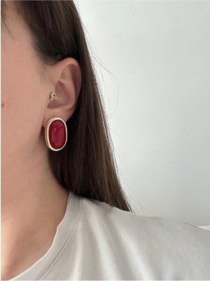 Çelik Larina Bordo Küpe