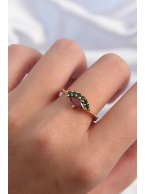 Ne Verelim Size Pirinç Altın Renk Renkli Zirkon Taşlı Ayarlanabilir Yüzük - TJ-BYK3295