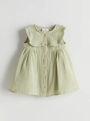 Lc Waikiki Yeni Sezon Bisiklet Yaka Kız Bebek Müslin Elbise