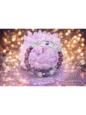 Kristalya Zihinsel Netlik ve Duygusal Huzur Bilekliği  Florit  Hematit Doğaltaş Bileklik