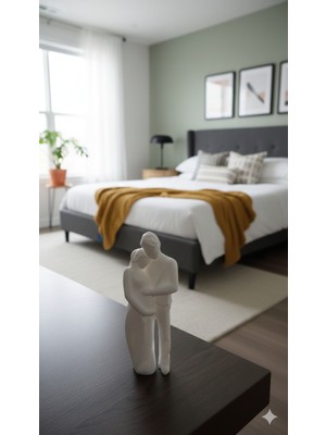 Piccomino Modern Hamile Çift Biblosu - Minimalist Aile Heykel Figür - Yeni Bebek Tebrik Hediyesi