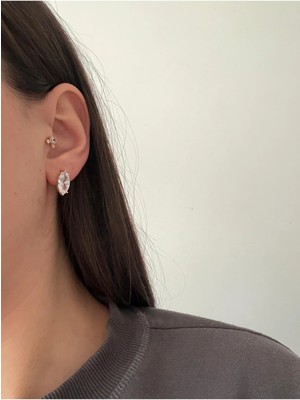 Çelik Markiz Tek Taş Zirkon Küpe