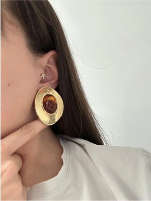 Çelik Salen Kahve Küpe