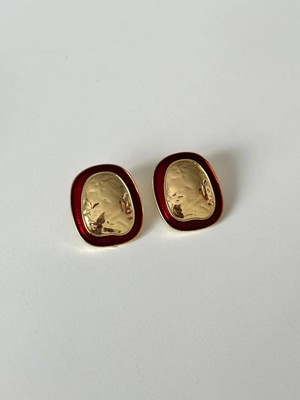 14K Çelik Üzeri Altın Kaplama Bordo Kenarlı Mng Küpe